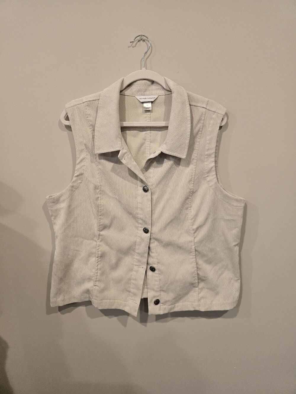 Christopher & Banks Sleeveless Button-Front Shirt Vest - Cream